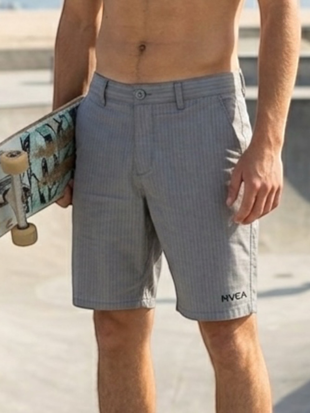 RVCA Nature X Industry Gray Pinstripe Chino Shorts Sz 32